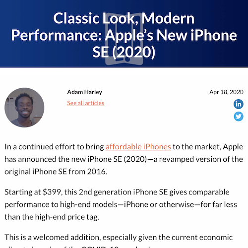 iPhone SE Launch article
